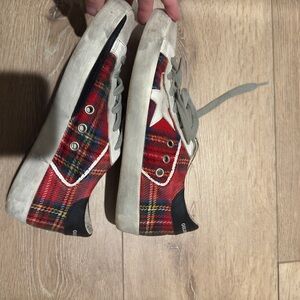 Golden Goose Red Plaid Superstars